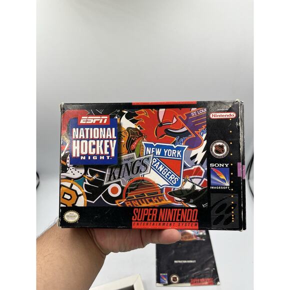 ESPN National Hockey Night (SNES, 1994) CIB Manual Tested B - Picture 14 of 16